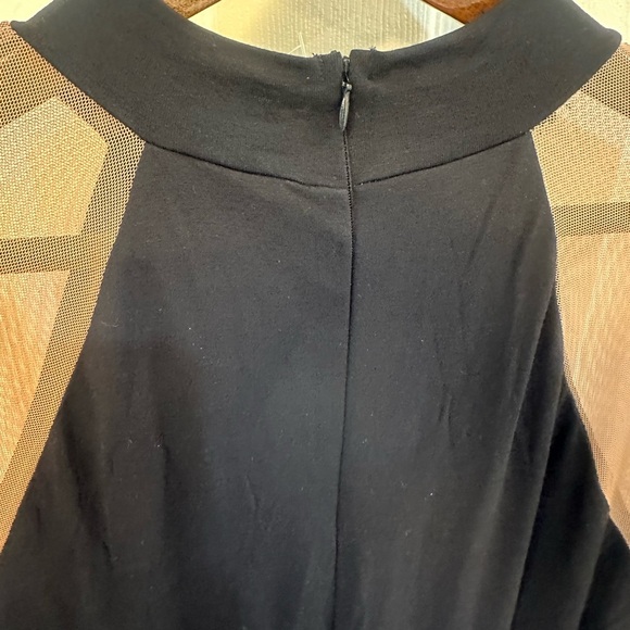 MAXI Black Lined & Tan Mesh Peek a Boo Shoulders & Sides Dress Size L NWOT - Picture 10 of 12